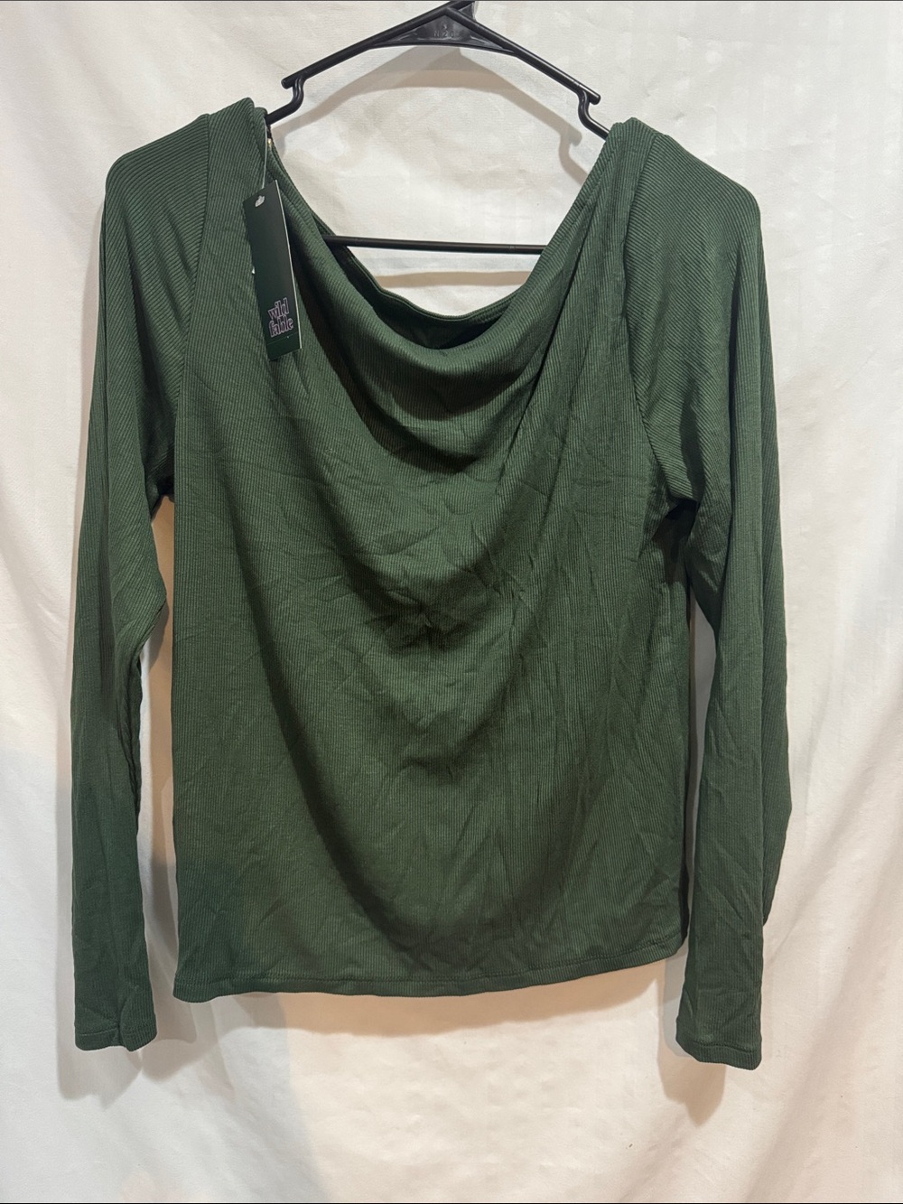 wild fable Dark Olive Draped Cowl Long-Sleeve Top